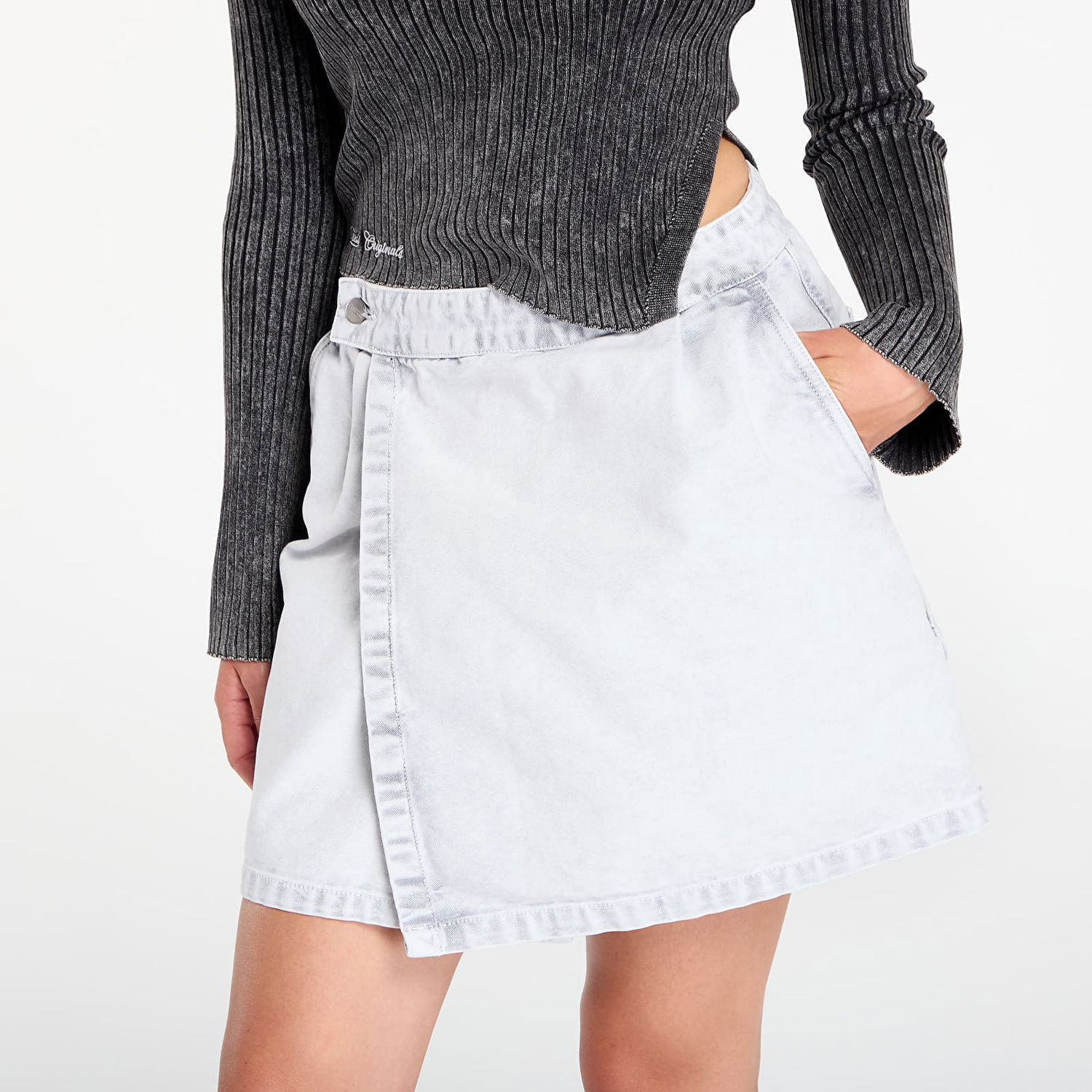 Kjol Carhartt WIP Carhartt WIP Women's Emery Wrap Denim Mini Skirt Vit | I035575.895F, 1