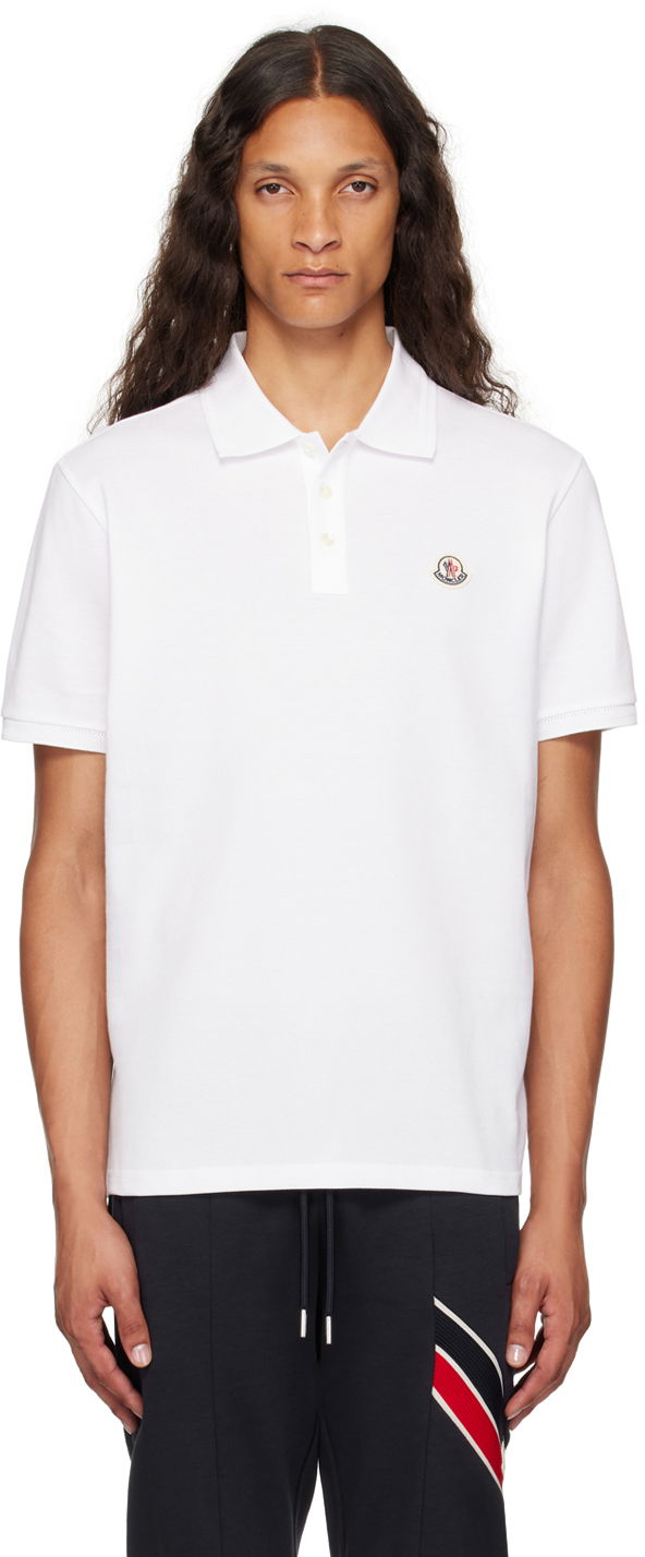 Polotröja Moncler Logo Patch Polo Shirt Vit | J20918A0000984556