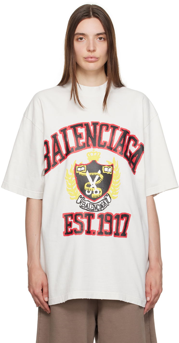 T-shirt Balenciaga DIY College Vit | 739784 TOVK1, 0