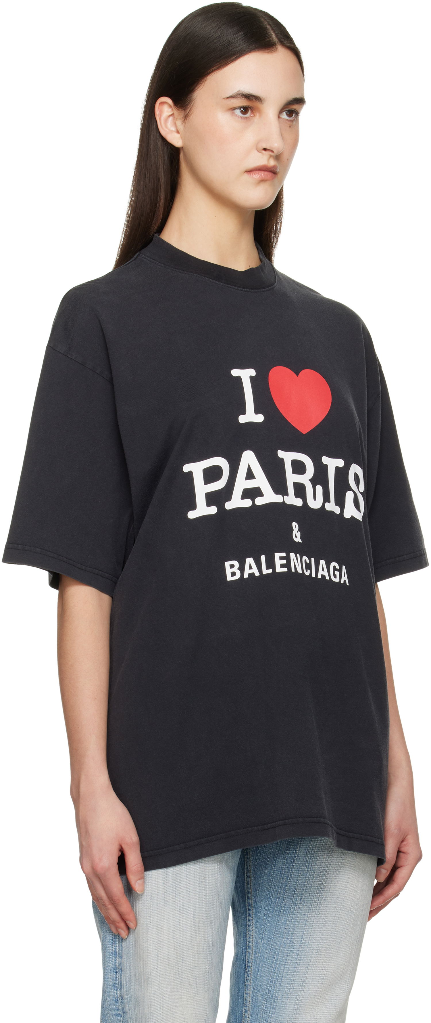 T-shirt Balenciaga Balenciaga 'I Love Paris' T-Shirt Svart | 764235 TRVU9, 1