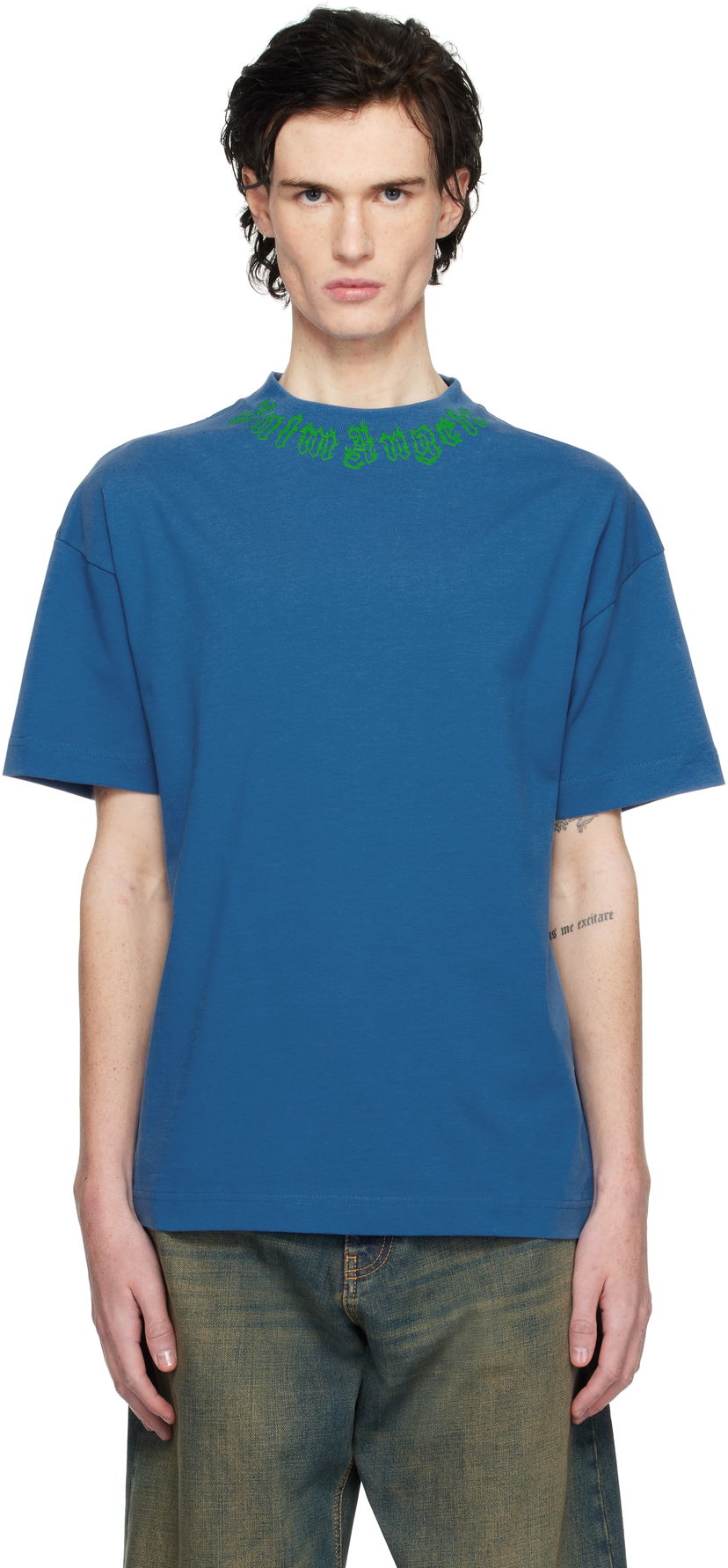 T-shirt Palm Angels Flame Logo Graphic T-Shirt Blå | PMAA001S25JER0024555