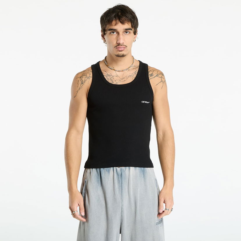 Linne Off-White Off-White Bookish Rib Tank Top Svart | OMUY006C99JER0021001