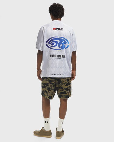 Polotröja BAPE Flame Pattern Overall Print Relax Fit Polo Shirt Vit | 001POL301304MWH, 2