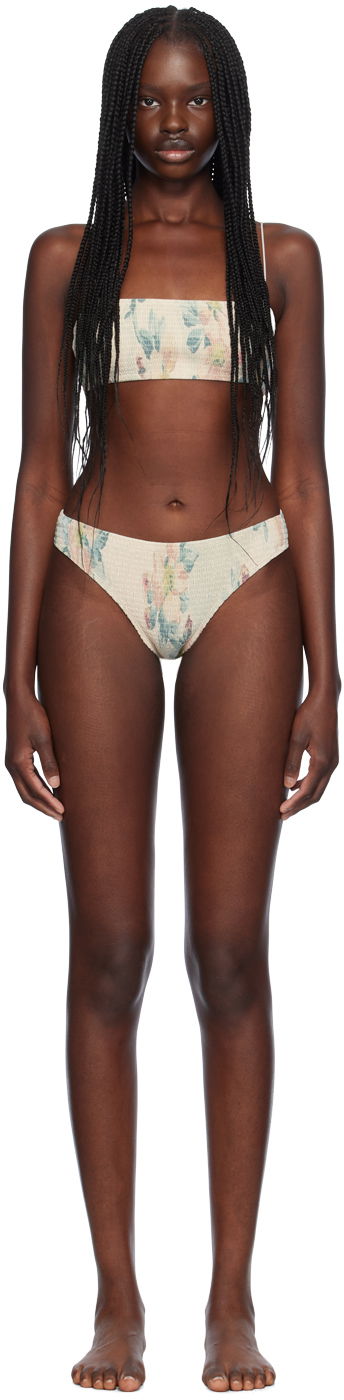 Badkläder TOTEME TOTEME Smocked Mid-Rise Bikini Flerfärgad | 243-WSW1079FB0249/2WRW3263FB0249