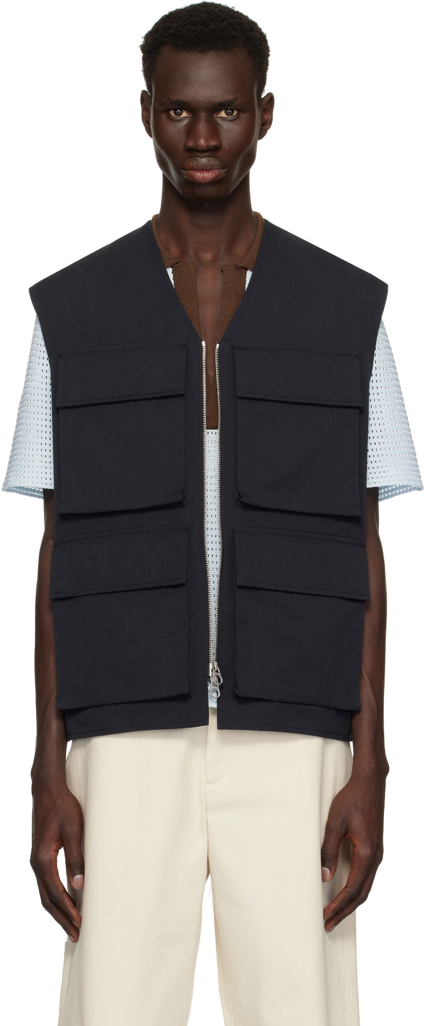 Väst Jil Sander Jil Sander Bellows Pocket Vest Mörkblå | J22SW0001_J45266