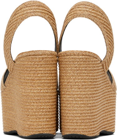 Sneakers och skor Alaïa ALAÏA Wedge Paper Straw Heeled Sandals Beige | AA3S129TK054, 1