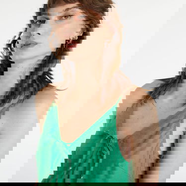 Klä Tommy Hilfiger Poplin Tiered Strappy Dress Grön | DW0DW15184 LY3, 4