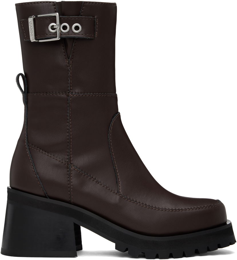 Kläder GANNI GANNI Feminine Buckle Platform Boots Brun | S2785