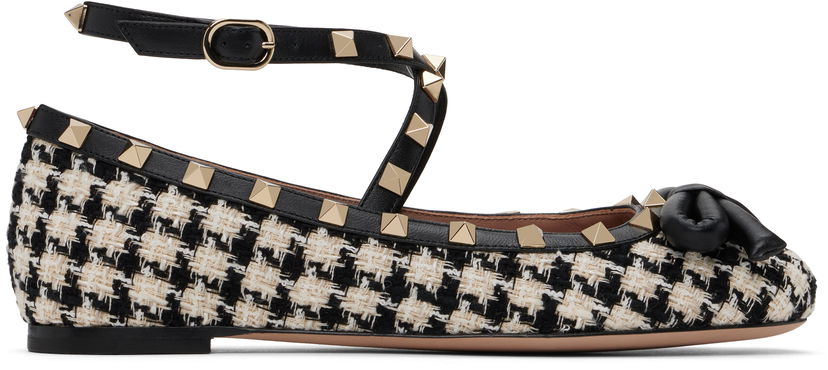 Skovård Valentino Valentino Garavani Rockstud Tweed Ballerina Flats with Bow Detail Flerfärgad | 6W2S0HB6MTB