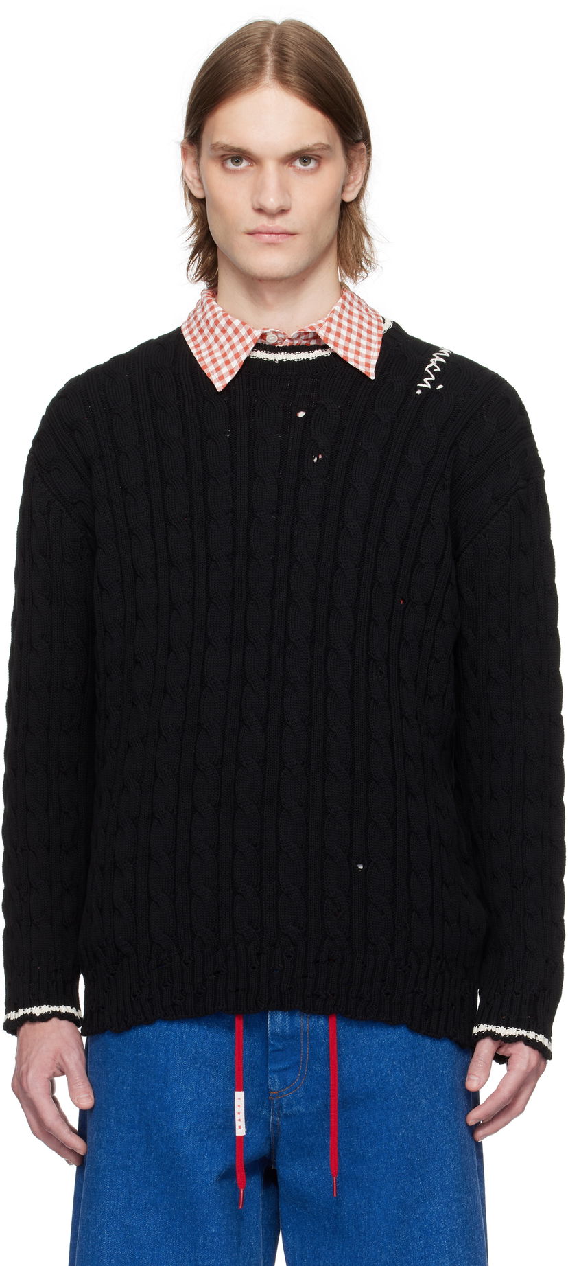 Sweater Marni Marni Dishevelled Cable Knit Sweater Svart | POMG0071EQ UFC656