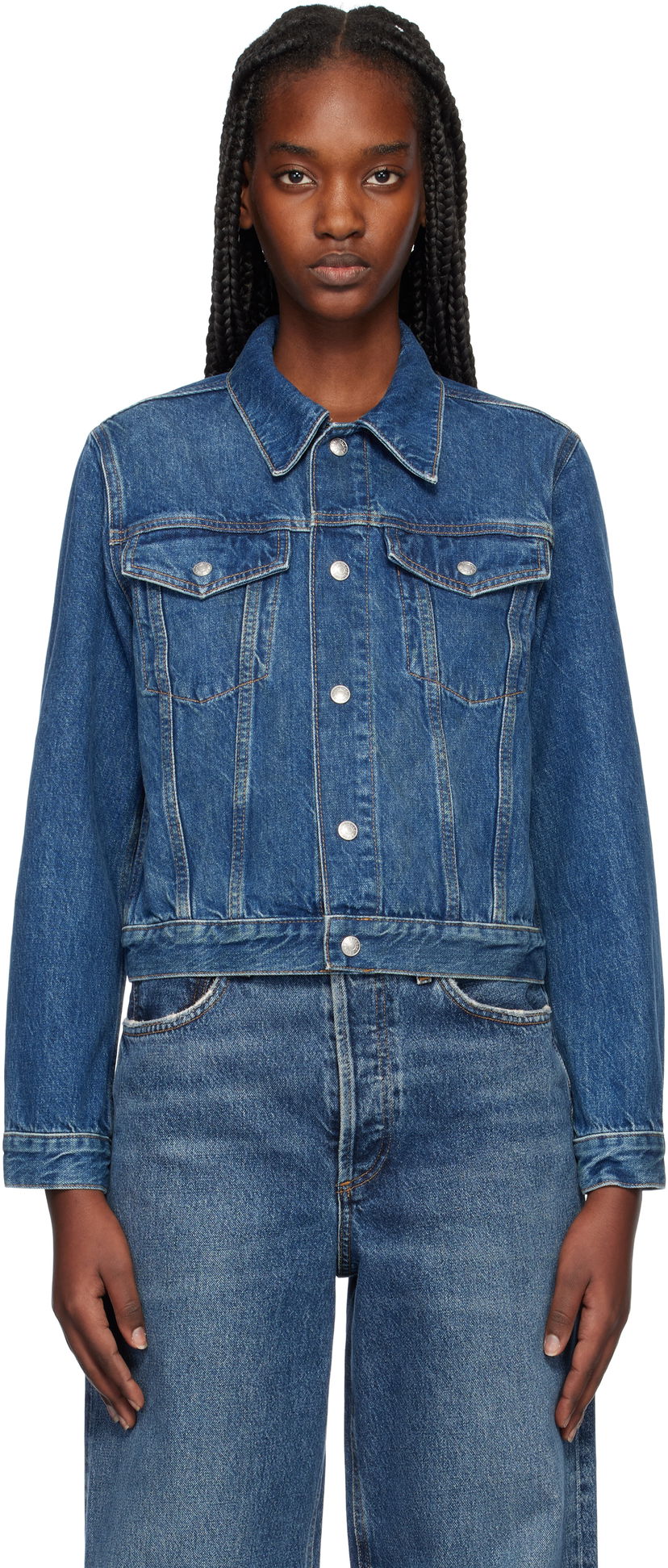 Jacka RE/DONE Baby Trucker Denim Jacket Blå | 188-06WTRUCKR