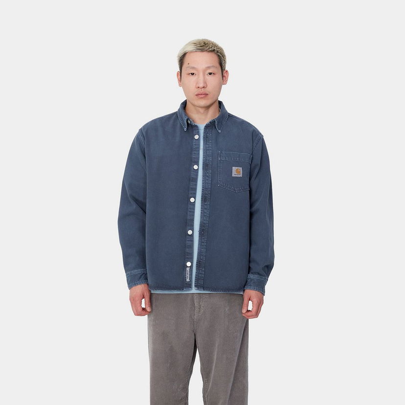 Skjorta Carhartt WIP Stone Dyed Shirt Jacket Blå | I033750_8