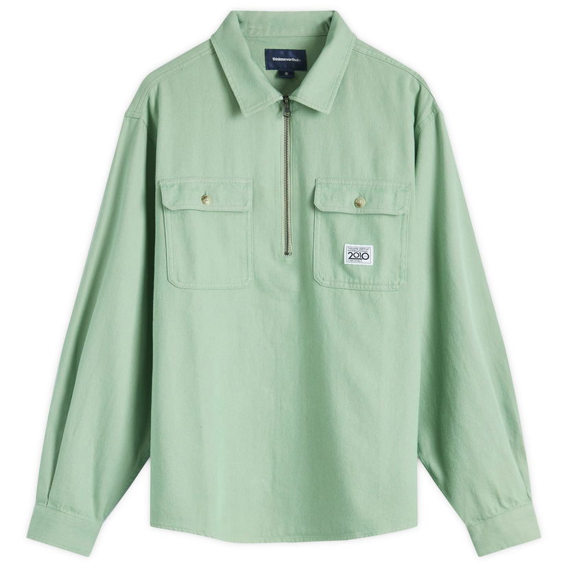 Skjorta thisisneverthat Quarter Zip Shirt Large Green Grön | TN243WSHTL04-GRN