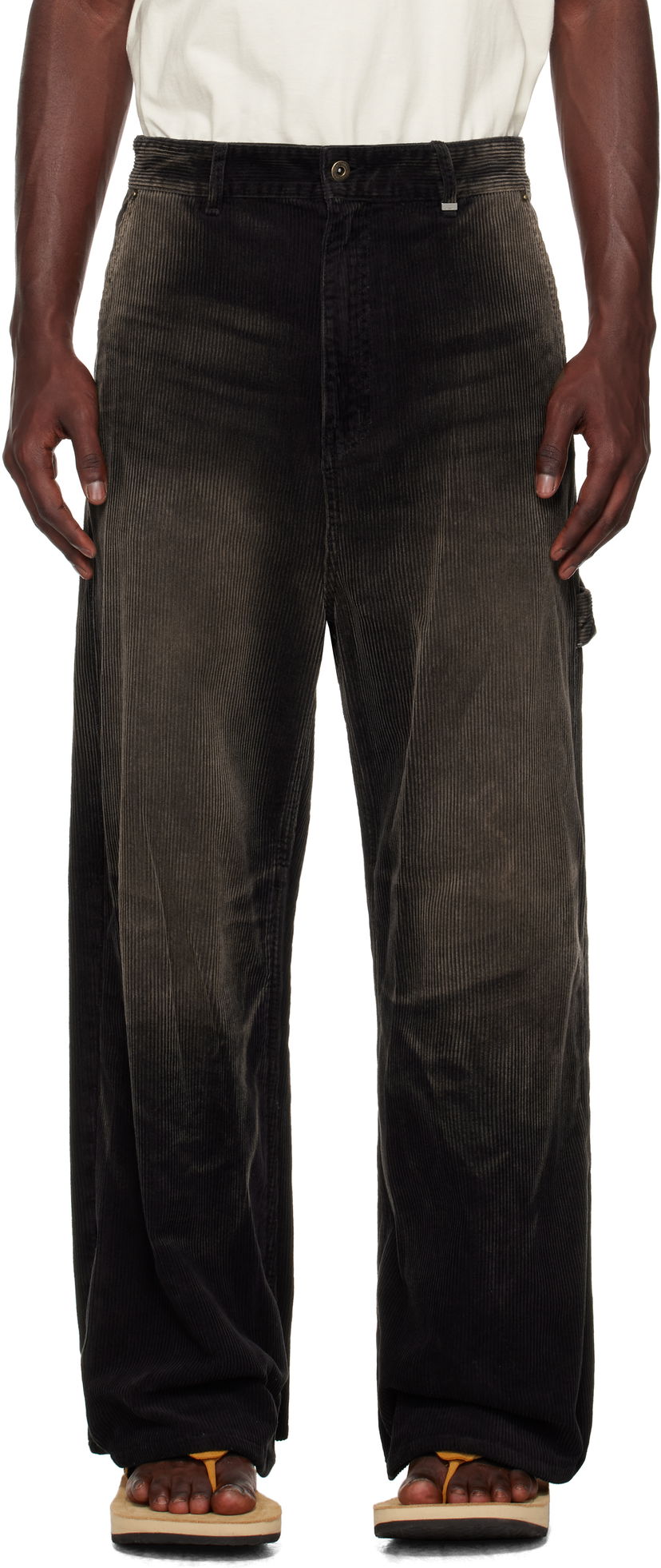 Byxor We11done We11done Vintage Wash Corduroy Trousers Svart | WD-DP2-25-350-M-BK