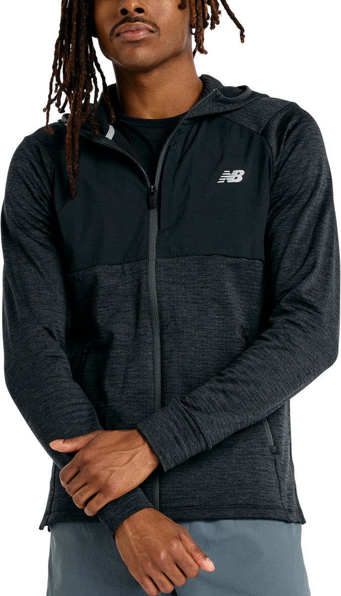 Sweatshirt New Balance Heat Grid Full Zip Hoodie Svart | mj43206-bk