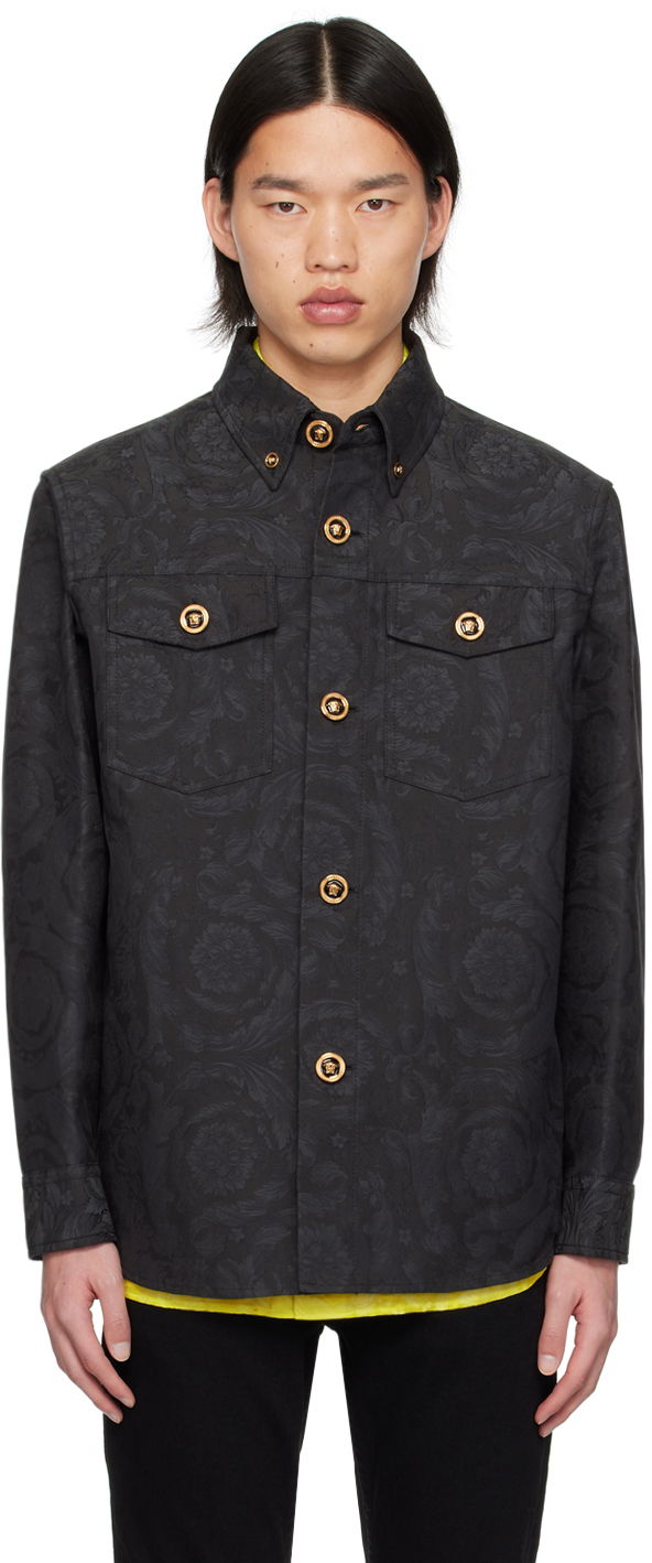Skjorta Versace Gray Barocco Shirt Svart | 1008738_1A09781