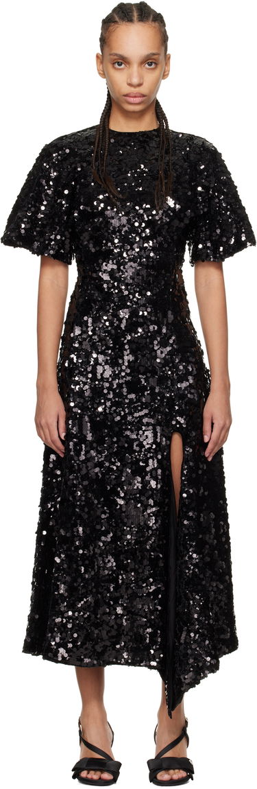 Klä GANNI GANNI Velvet Sequin Maxi Dress Svart | T4044, 0