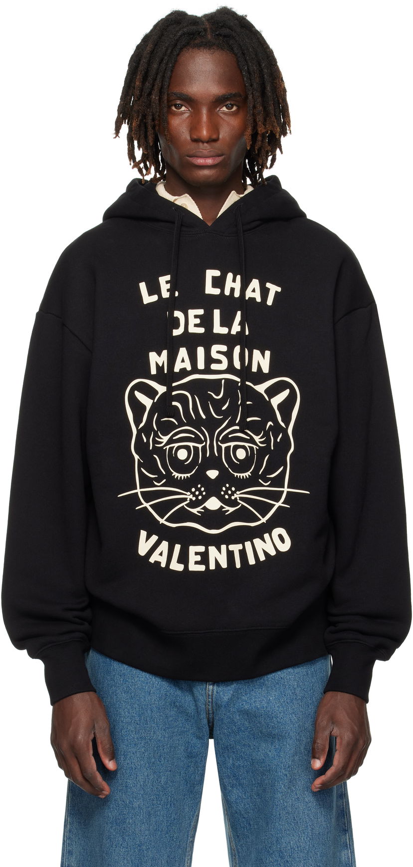 Sweatshirt Valentino Valentino 'Le Chat De La Maison' Print Hoodie Svart | 7V3MF28NB33