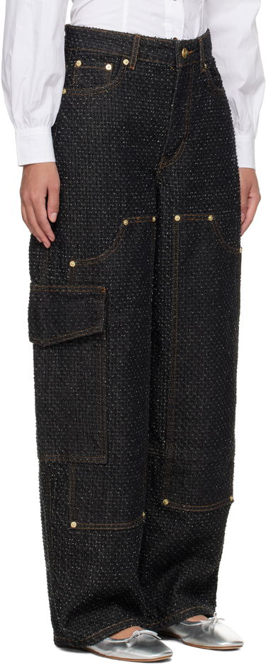 Cargo byxor GANNI GANNI Fluffy Carpenter Jeans Svart | J1617, 1