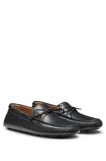 Tillbehör BOSS Leather Driver Moccasins Svart | 50548639
