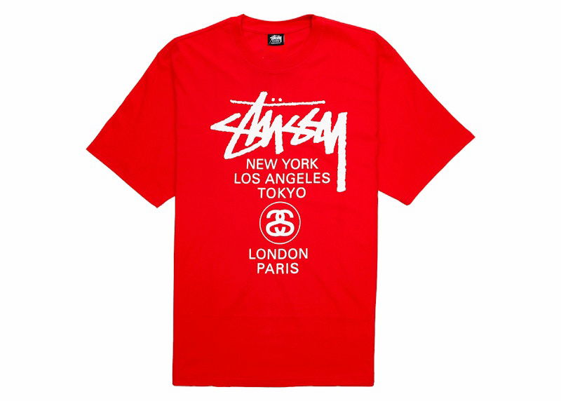 T-shirt Stüssy World Tour Graphic T-Shirt Röd | 3903713-DRED