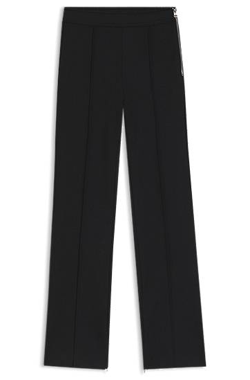 Byxor BOSS Flared Jersey Trousers with Front Seam Svart | 50542730