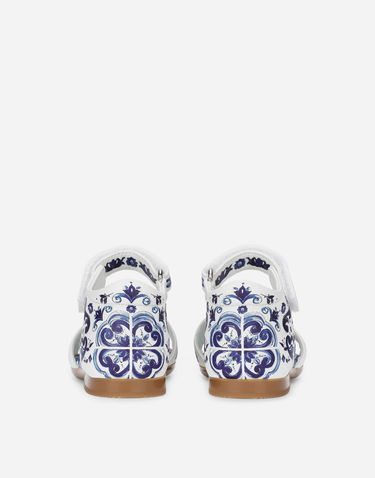 Sneakers och skor Dolce & Gabbana Dolce & Gabbana Calfskin Sandals Majolica Print For First Steps Flerfärgad | D20064AC113HA3OB, 2