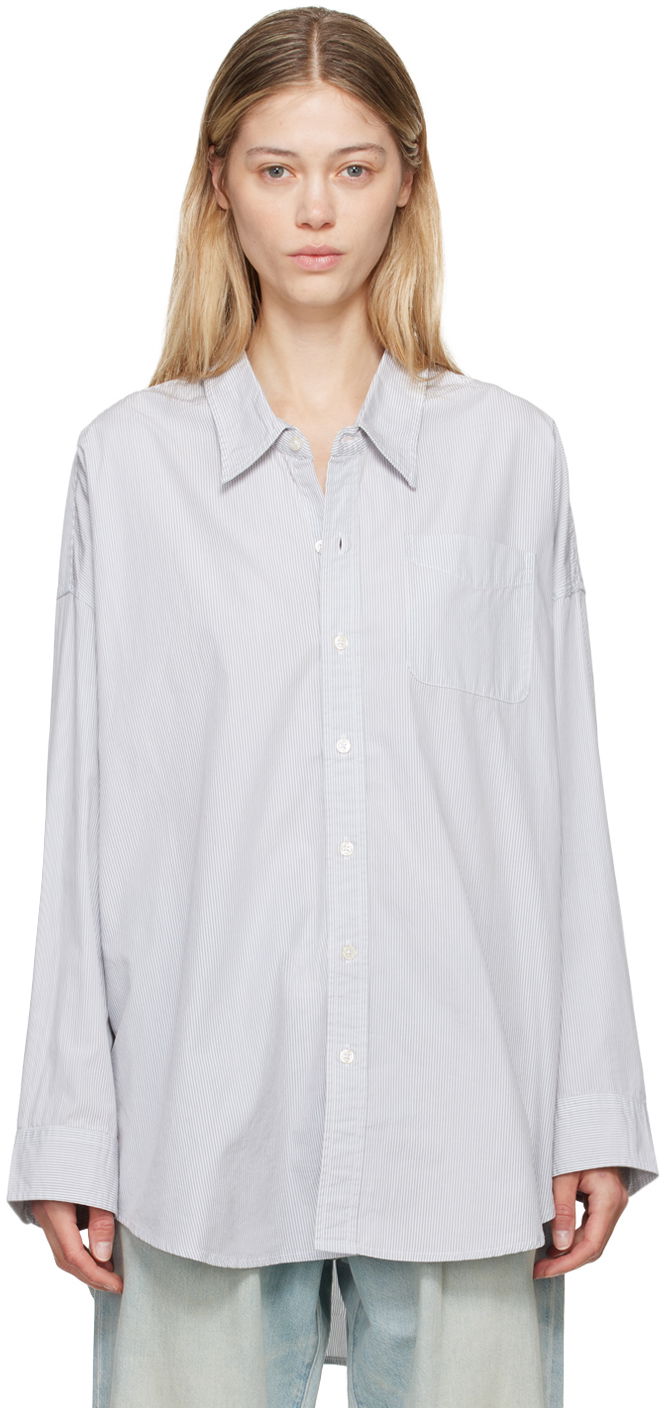 Skjorta R13 R13 Drop Neck Striped Shirt Blå | R13W7469-302