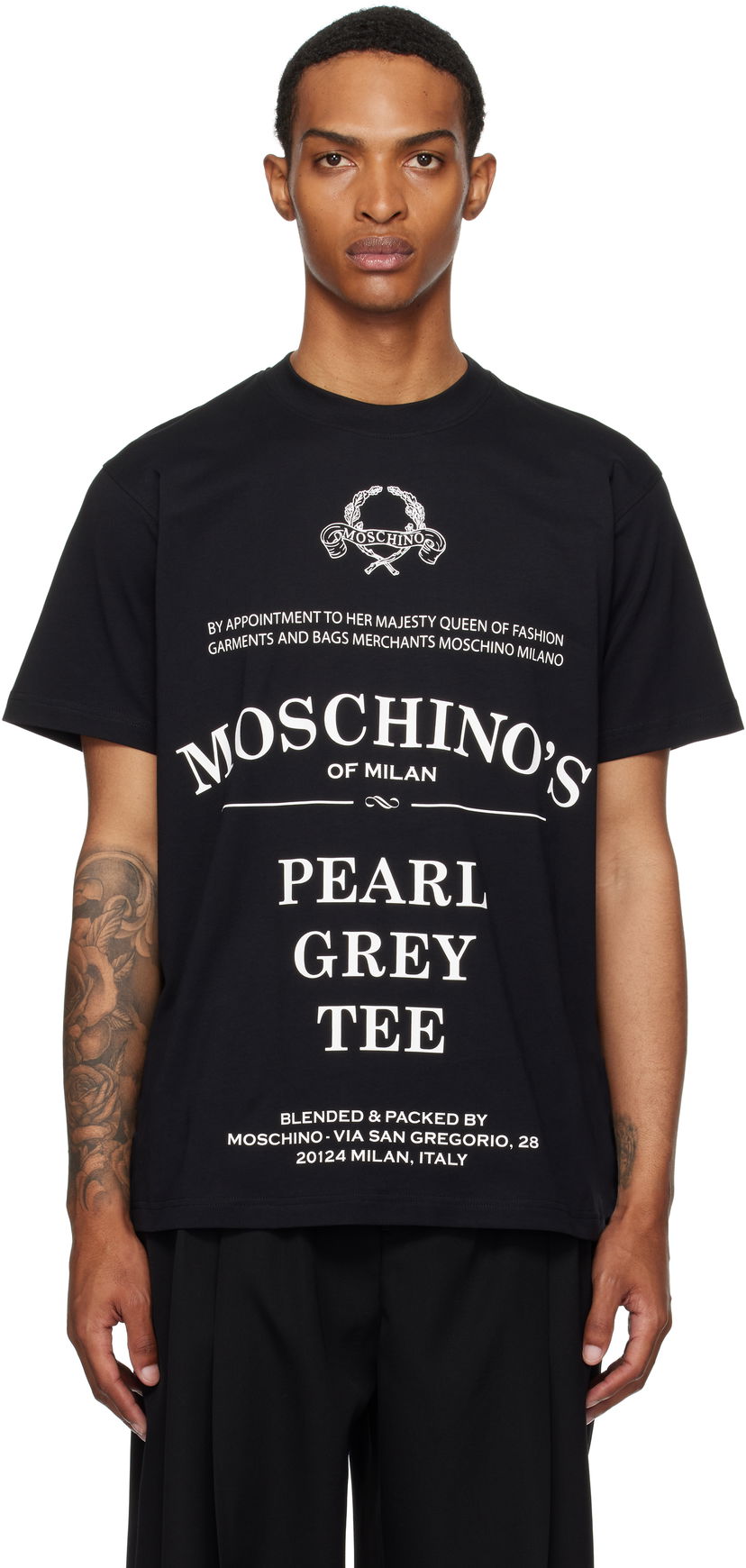 T-shirt Moschino Printed Organic Cotton T-Shirt Svart | 252ZZ070852411555
