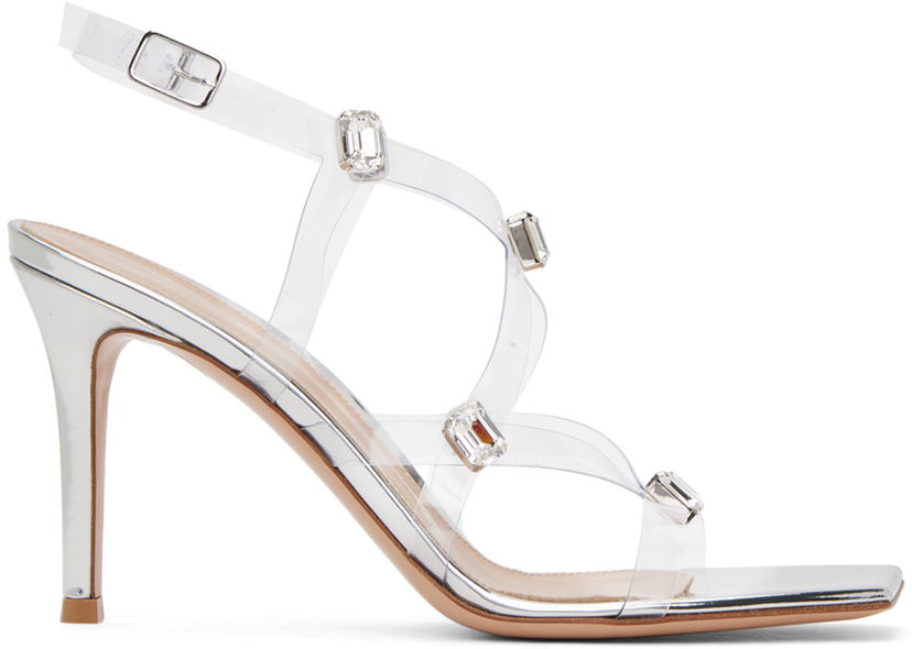 Sneakers och skor Gianvito Rossi Crystal Fever Transparent Heeled Sandals Metallisk | G32316.85RIC.GME