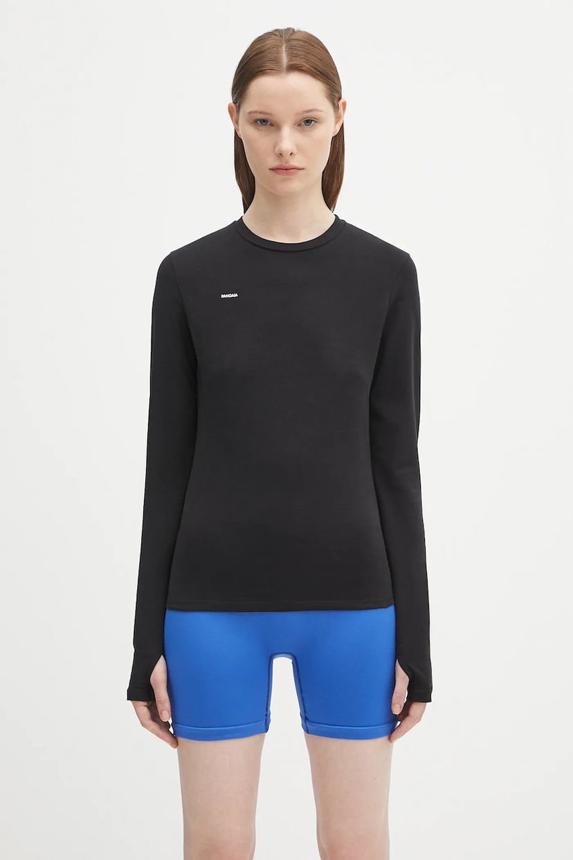 T-shirt PANGAIA Pangaia Cotton-Stretch Long-Sleeved Top Svart | 10002429