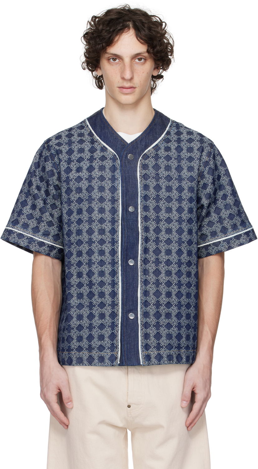 Skjorta AMIRI AMIRI MA Quad Baseball Denim Shirt Blå | AMDNIR1042