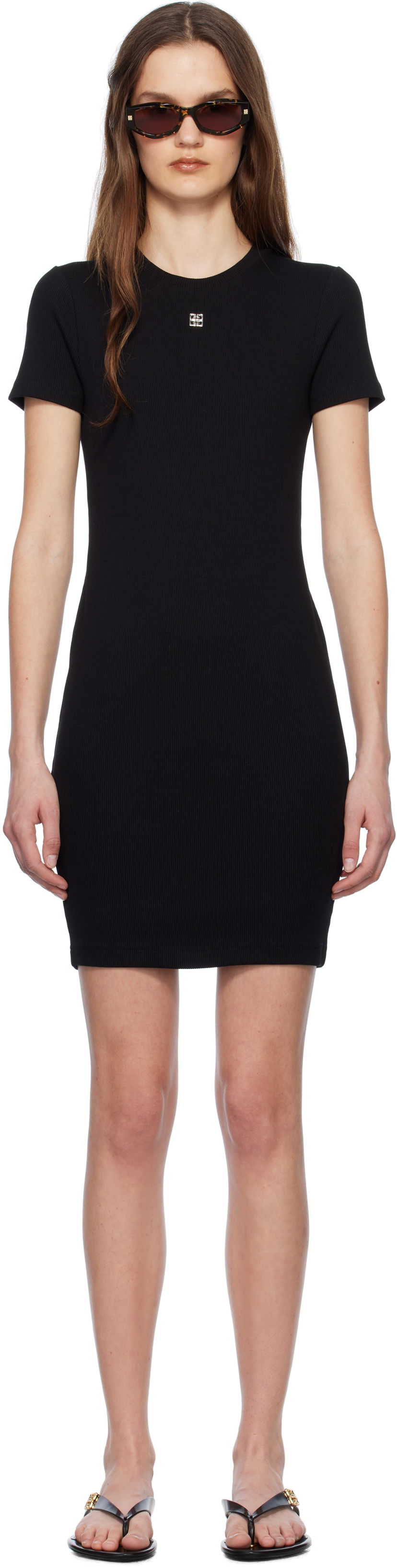 Klä Givenchy Givenchy 4G Ribbed Tank Mini Dress Svart | BW22CM3YQS001
