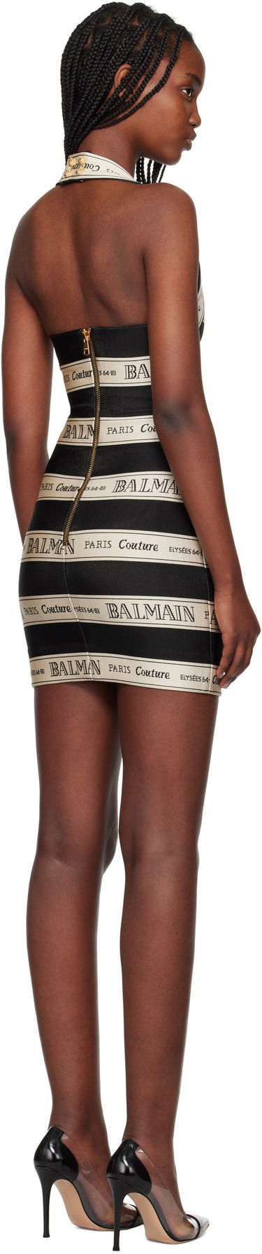 Klä Balmain Balmain Jacquard Halterneck Minidress Svart | EF1R5088JJ95, 2