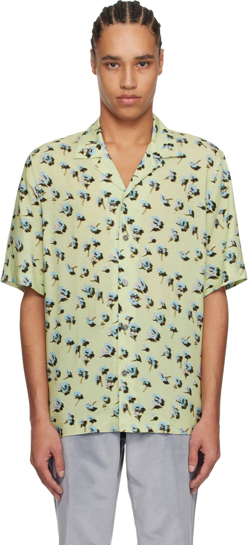 Skjorta Paul Smith Paul Smith Short Sleeve Regular Fit Floral Shirt Grön | M1R-905U-P02577-32