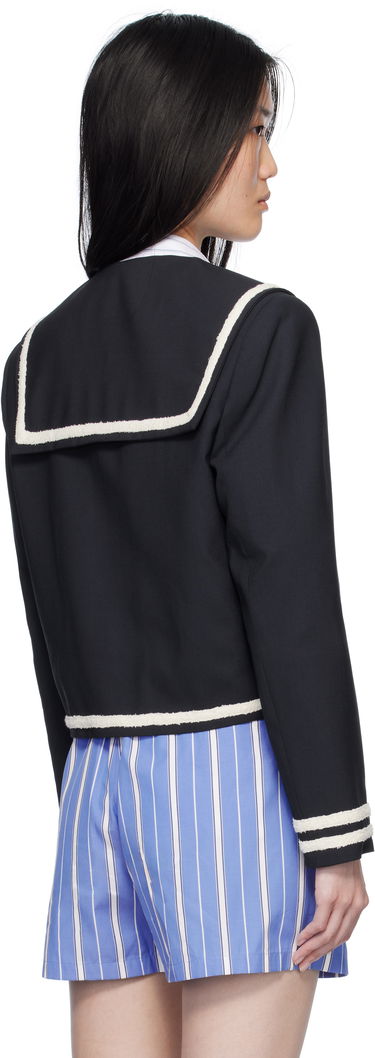 Jacka MSGM MSGM Sailor Collar Cropped Jacket Mörkblå | 3841MDG02 257127, 2