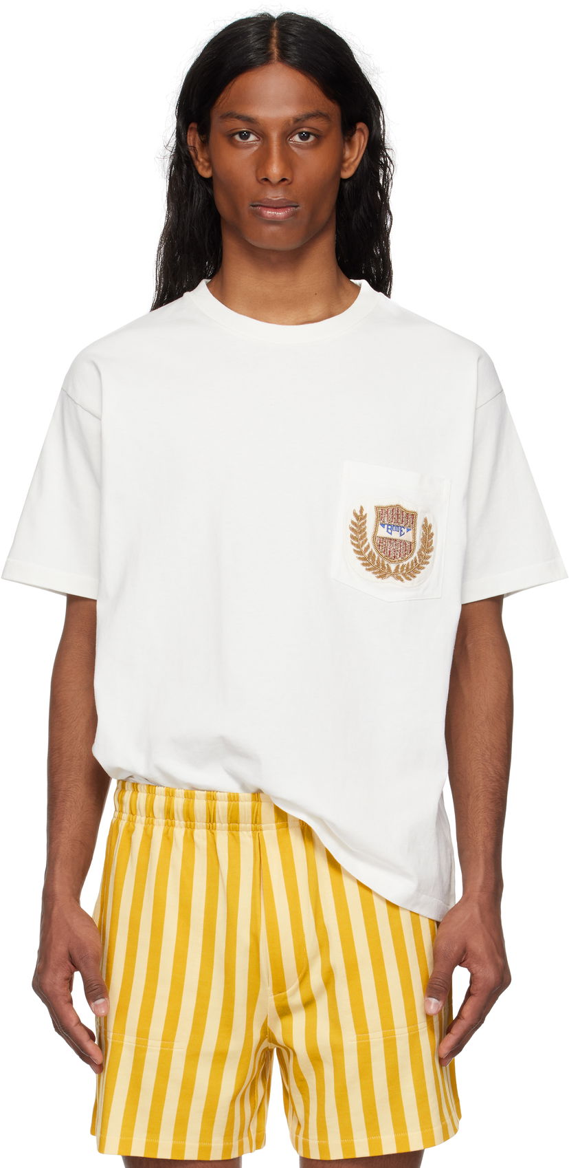 T-shirt Bode Bode Sportsman Patch Pocket T-Shirt Vit | MRS25CS060