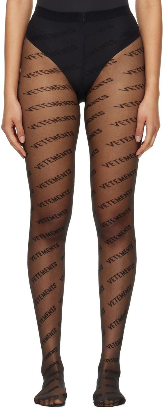 Strumpor VETEMENTS Monogram Logo Tights Svart | WA53TI100B