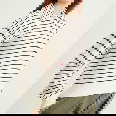 Sweatshirt JW Anderson JW Anderson Striped Polo Sweatshirt, Size Large Vit | JW0243-PG1857-036, 5