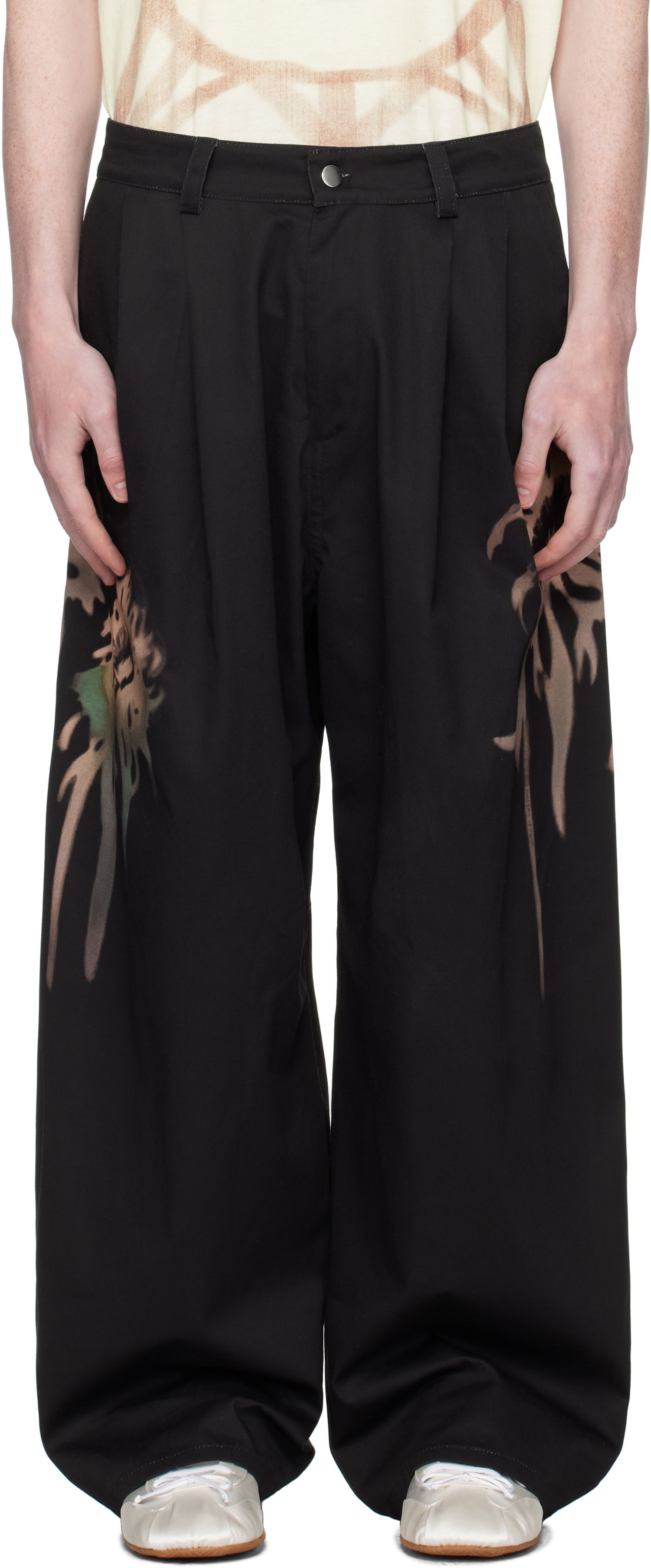 Byxor Collina Strada Collina Strada Catchfly Pleated Printed Trousers Svart | XX6042-B, 0
