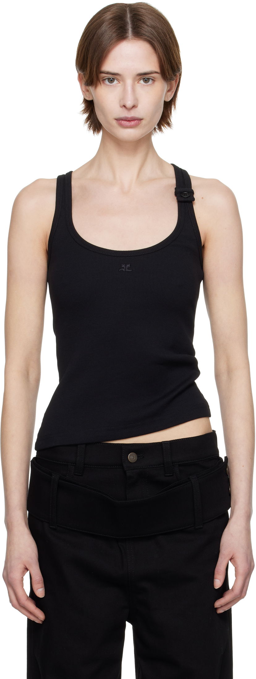 Linne Courrèges Courrèges 90's Rib Tank Top Svart | 125JDE123JS0194