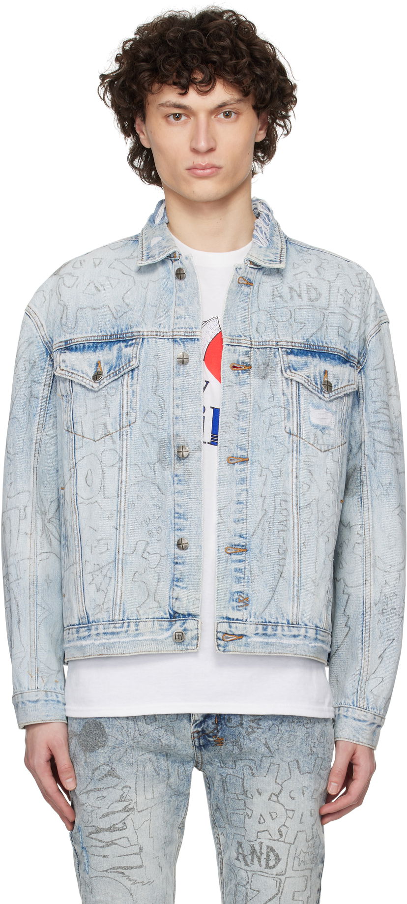 Jacka Ksubi Oh G Graffiti Print Denim Jacket Blå | MSP25JK005