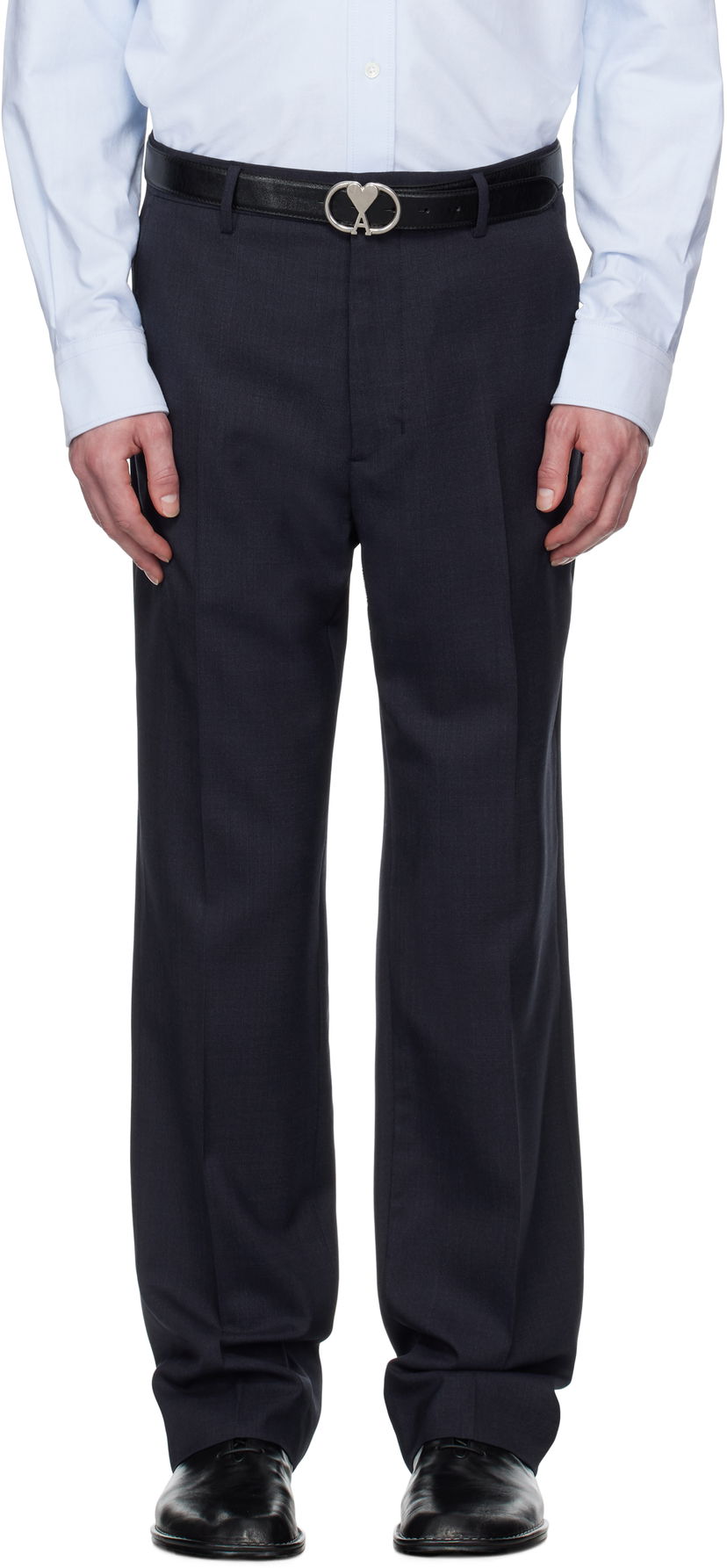Byxor AMI AMI Paris Straight Fit Trousers Mörkblå | HTR506.WV0043