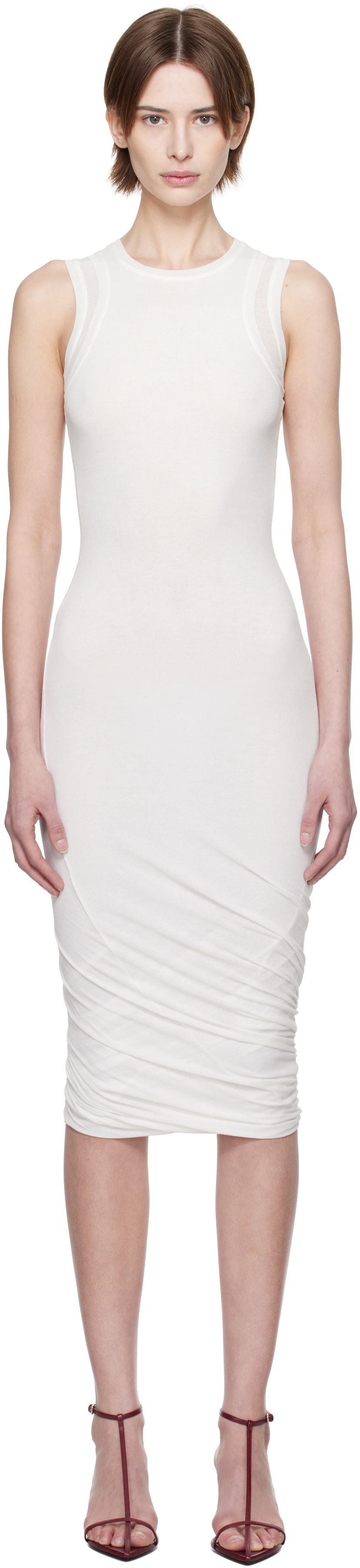 Klä Jil Sander Jil Sander Sleeveless Twisted Midi Dress Vit | J02CT0505_J20249