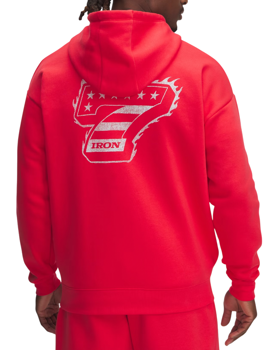 Sweatshirt Under Armour Project Rock Icon Fleece Full-Zip Hoodie Röd | 1389914-989, 1