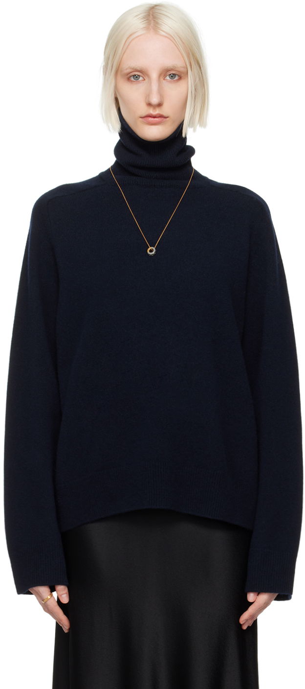 Sweater Maison Margiela Navy Gauge 7 Turtleneck Svart | S50HL0032 M13058