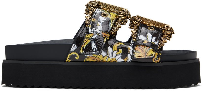 Sneakers och skor Versace Versace Jeans Couture Outline Barocco Arizona Sandals Svart | E78VA3SM1_EZS366