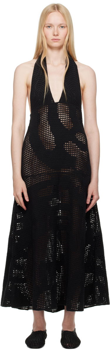 Klä Nanushka Nanushka Fotini Halter Crochet Midi Dress Svart | NW25SSDR24599, 0