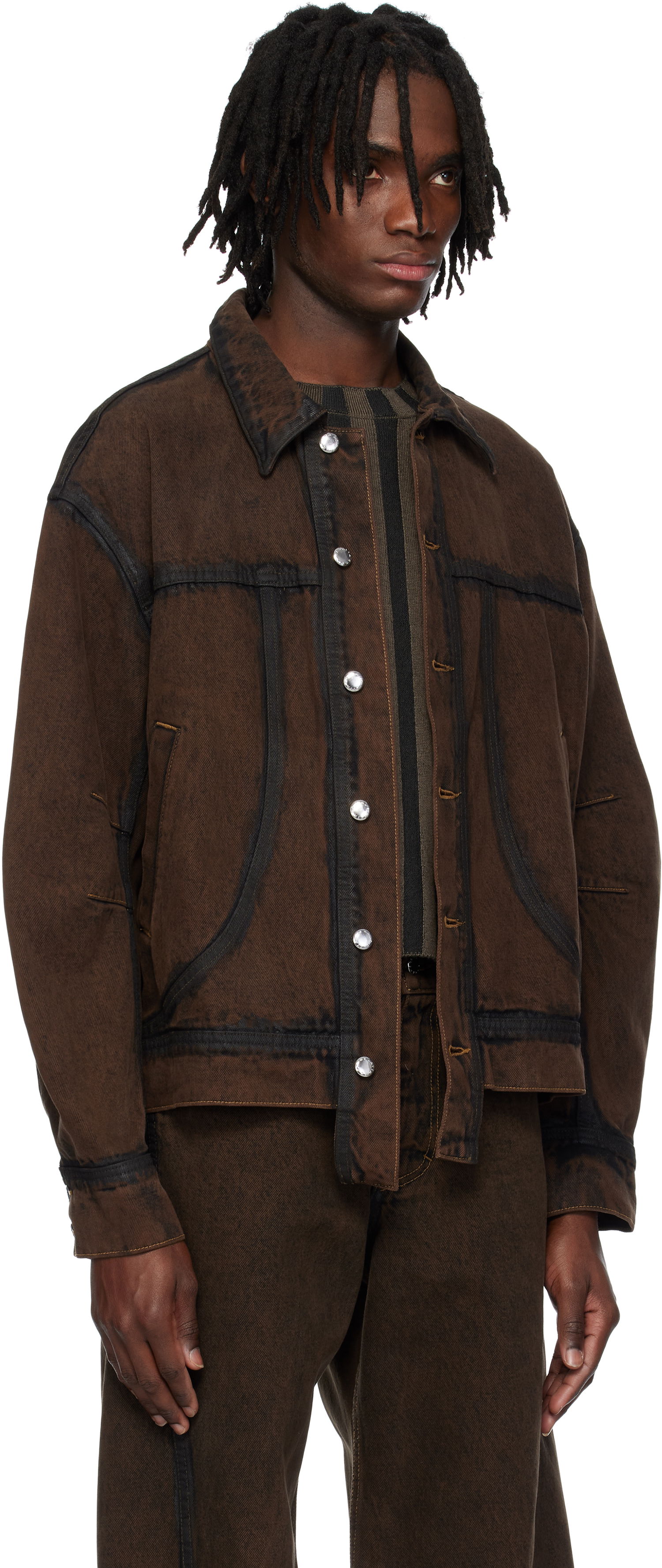 Jacka Eckhaus Latta Eckhaus Latta EL Redux Denim Jacket Brun | 1224-EL-PS25-O - OUTLINE, 1