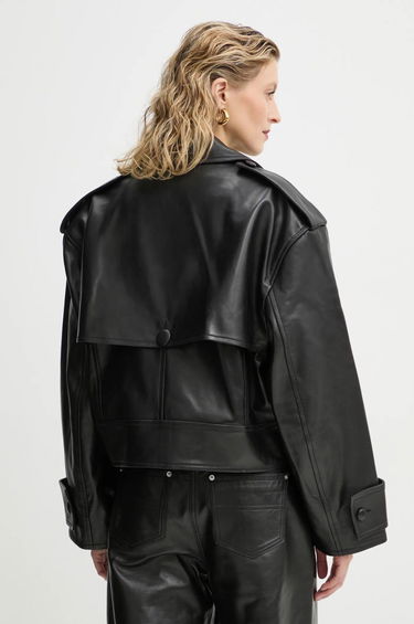 Trenchcoat STAND STUDIO Stand Studio Bloom Cropped Leather Jacket Svart | 66387.7010, 2